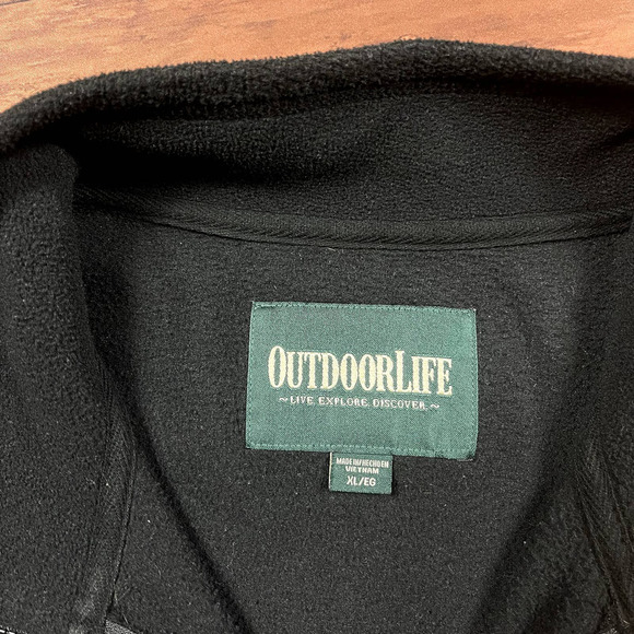 OUTDOOR Life Black 1/4 Zip Fleece Pullover‎ Size XL - Picture 4 of 5